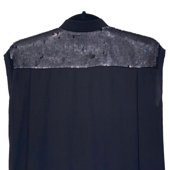 3.1 Phillip Lim Black 100% Silk Sequin Accent Sleeveless Blouse Sz 4 - Picture 7 of 16